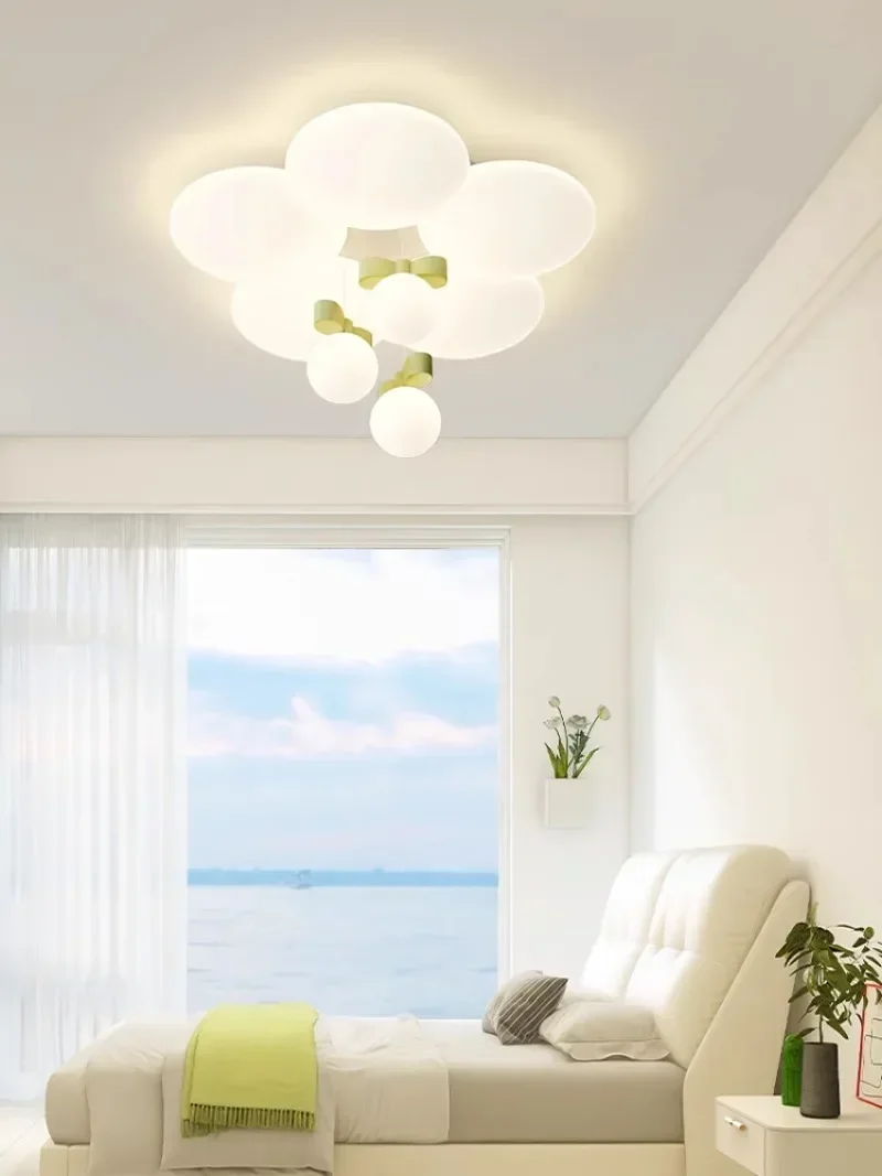 Children's Room Flowers Ceiling Lamps Bow Bubble Ball Petal Light Modern Romantic Warm Baby Room Boy Girl Bedroom Ceiling Lights