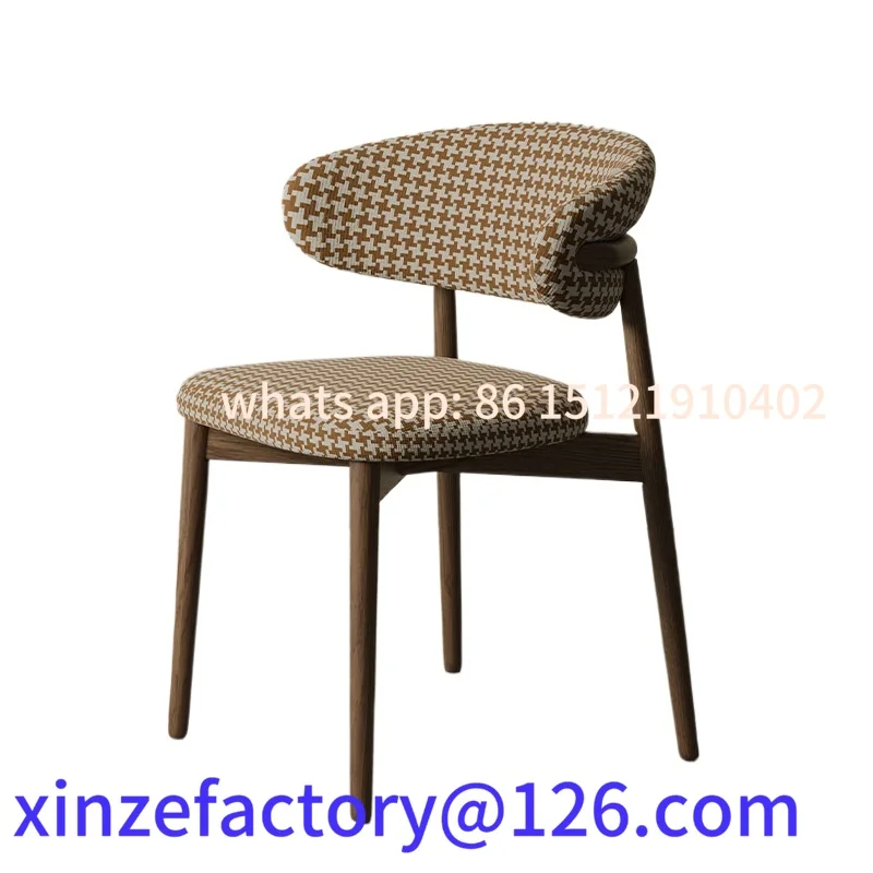 

Customizable Solid Wood Home Retro Designer Dining Chair Antique Walnut Style Fabric Backrest Stool Adult Study Office Computer