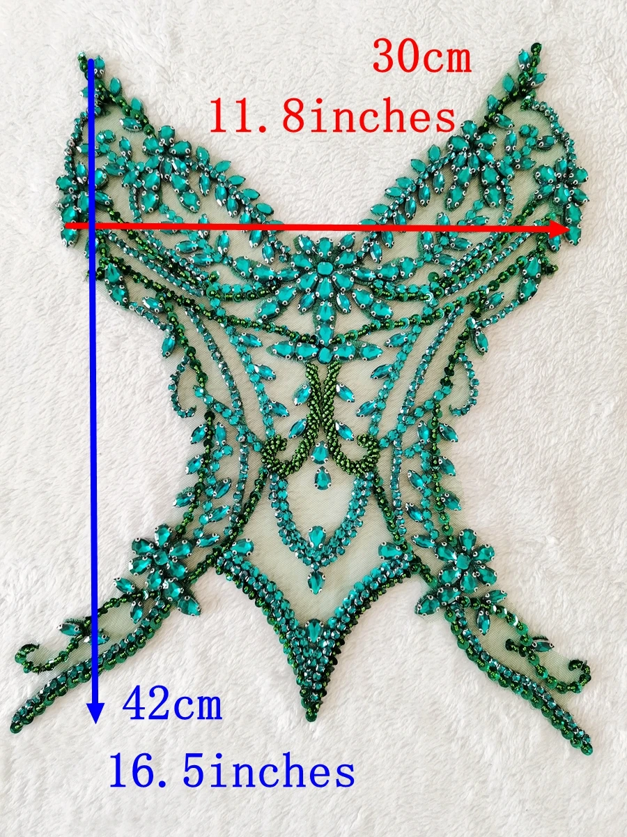 Handmade rhinestones lace applique handsewing beads sequins trimming patches for dress clothing accessories more colour