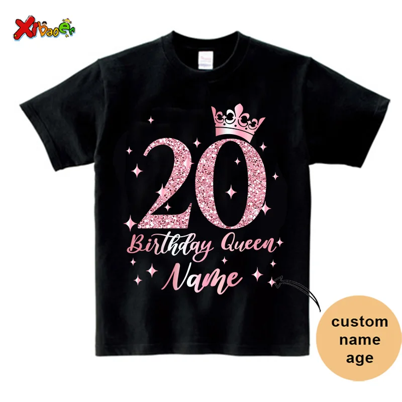 30th Birthday Queen Shirt Family Matching Outfit Pink Crown Birthday Crew Shirt 20th Party Custom Name Shirt 40th Birthday Squad