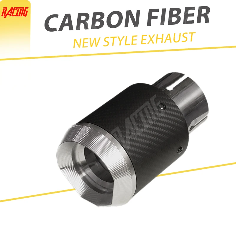 

1 PC Carbon Fibre Car Accessories Exhaust Tip Silver Stainless Steel Muffler Tip Tail Pipes For Modification of Automobile