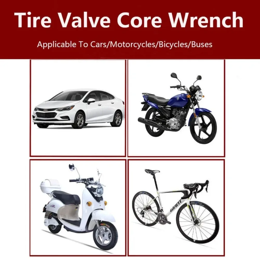 Portable Tire Valve Core Remover And Installer Tool - Car Bike Bicycle Motorcycle Repair Wrench Screwdriver Included