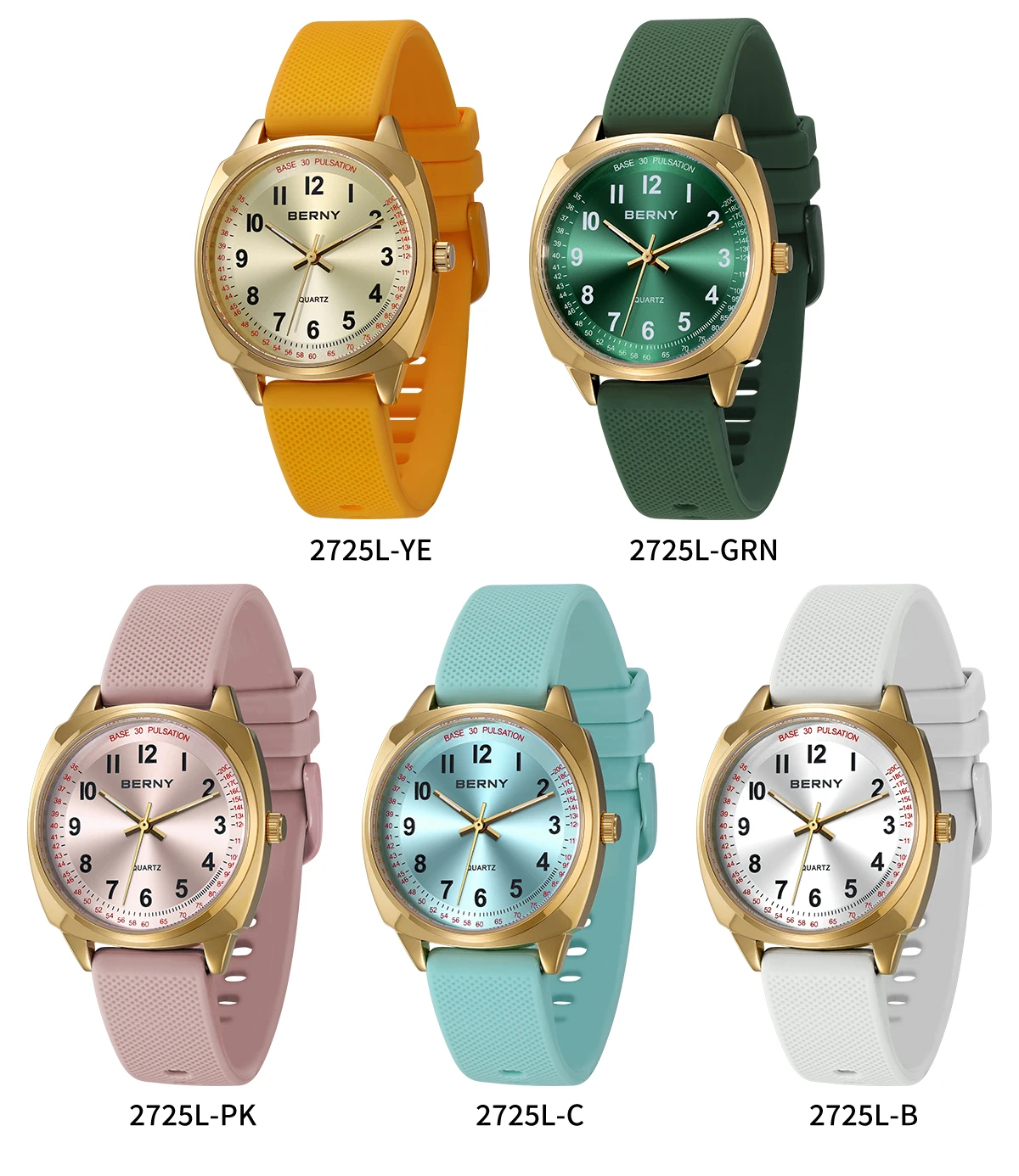 BERNY Damen-Armbanduhr, leuchtend, lässig, schlicht, Damen-Quarzuhr, S/S, weiches Silikonarmband, leicht ablesbar, modische Damen-Armbanduhr – Detail 8