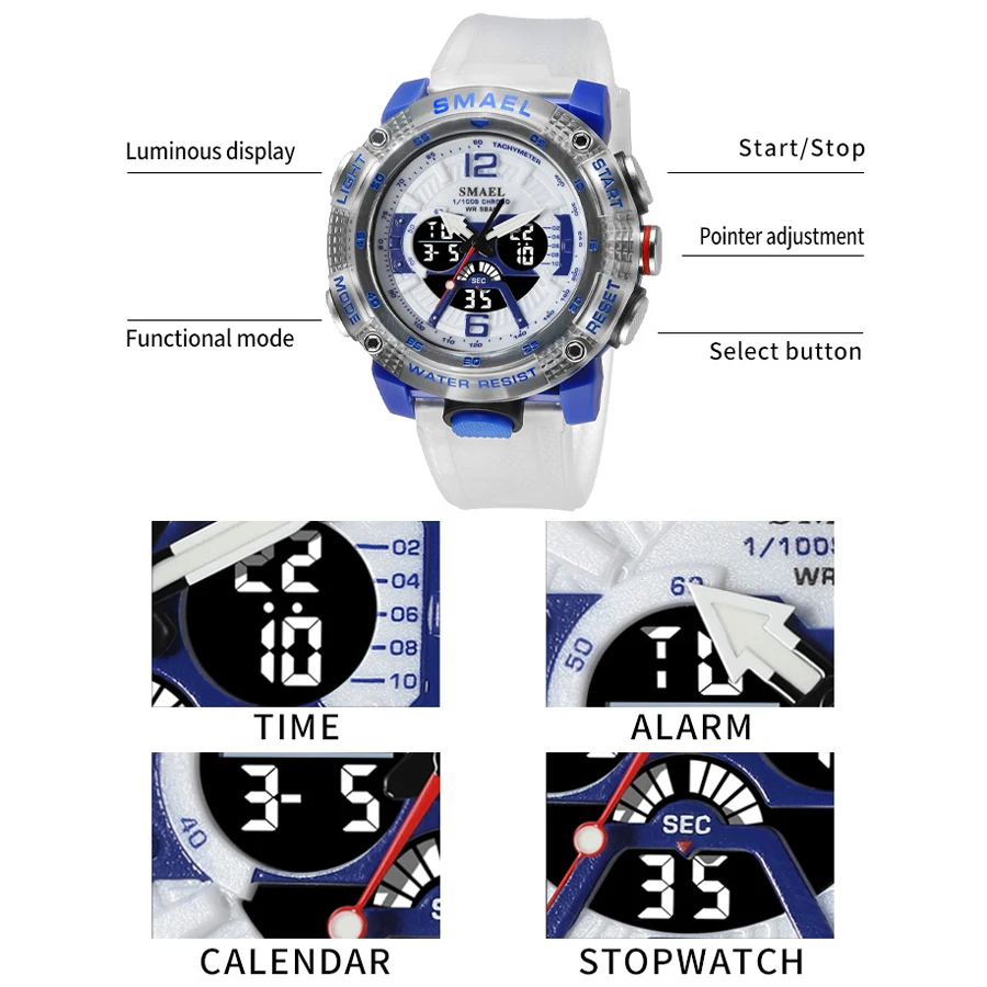 Men's Digital LED Display Sport Watch, Translucent Strap
