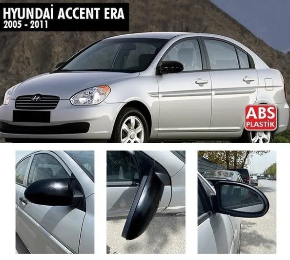 Bat Style Mirror Cover For Hyundai Accent Era, Glossy Black, Piano Black, Left & Right, 2005 2006 2007 2008 2009 2010 2011