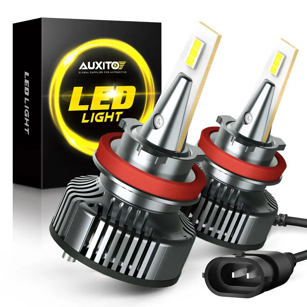 AUXITO 2Pcs H8 H11 H7 Turbo LED Headlight Bulbs 6500K White 9012(HIR2) H4 H13 High Low Beam H11B 9006 HB4 Headlamp Driving Lamp