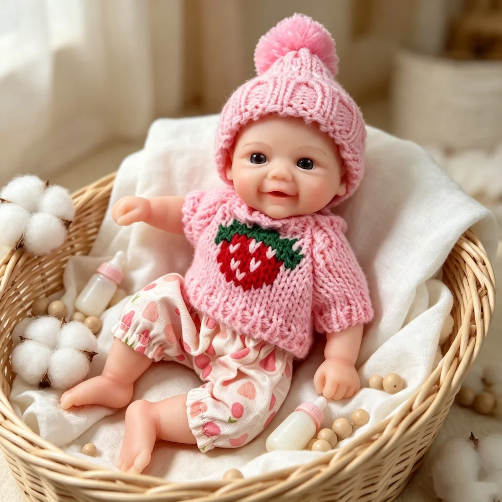 1Pc 6 Inch All Silicone Reborn Doll Vivienne Smile Bebe Lifelike Soft Squishy Silicone Toy For Doll Enthusiasts and Collectors