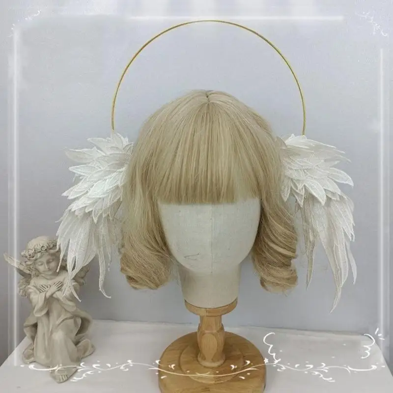 39BD Halos Kronen Mondgöttin Engelsflügel Stirnband Tiaras und Kronen für Frauen – Detail 10