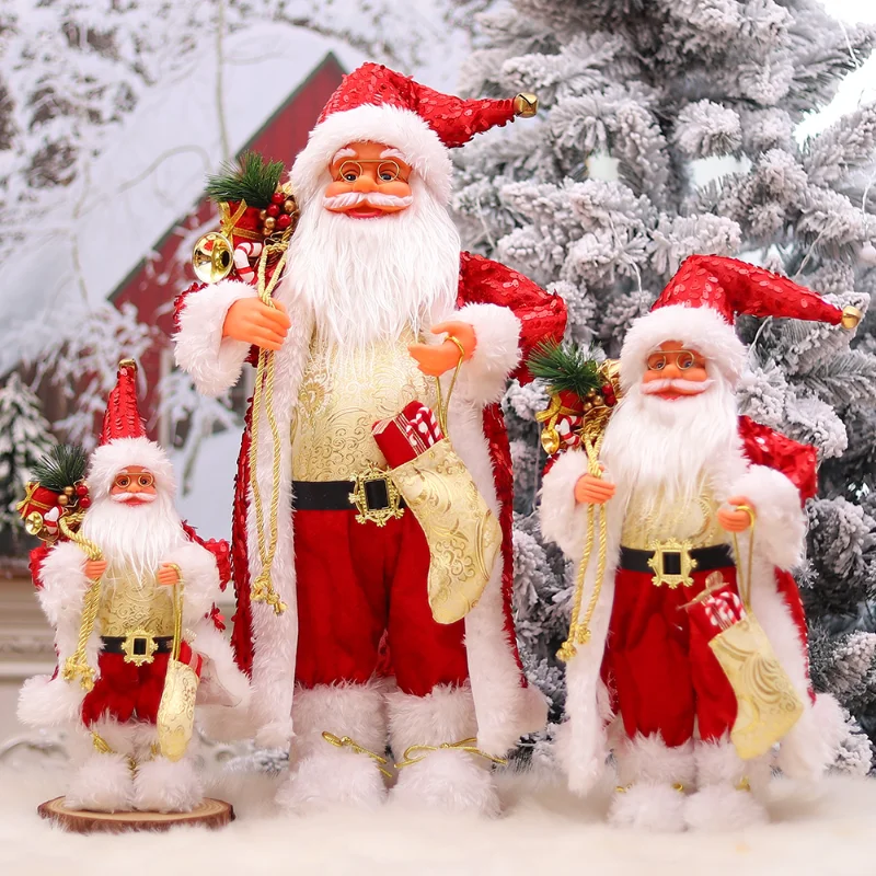 60CM Merry Christmas Decoration Shopping Mall Window Ornaments Navidad Happy New Year 2023 New Xmas Santa Claus Doll