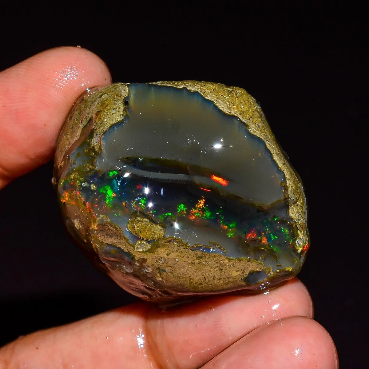 AAA+ 25-80CT Natural Ethiopian Opal Rough Rainbow Fire Loose Stone Collector Randomly Selected One