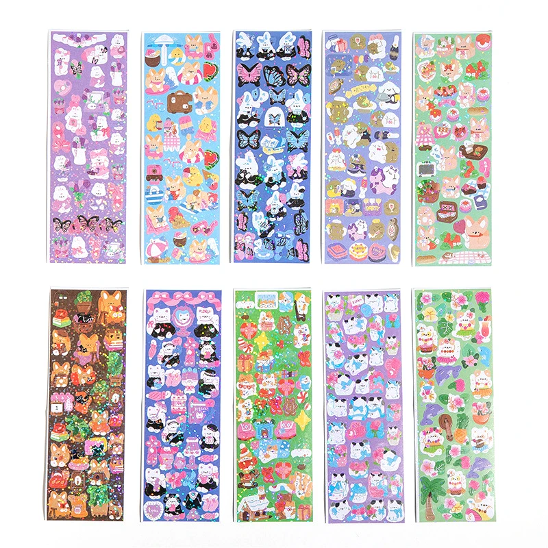 10pcs Stickers Pack Kawaii Laser Cute Stickers DIY Korean Stickers Laptop Scrapbook Decal Top Sticker