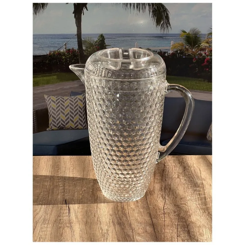 

Pitcher with Lid 2.5 Quarts Diamond cutting design Juice Pitcher with Spout BPA Free Crystal Clear Water Pitcher