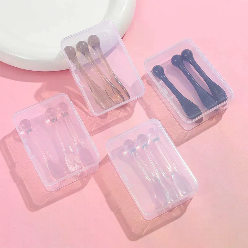 1/3pcs Acrylic Cosmetic Spatulas Scoop With Box Face Cream Mask Mud Mixing Spoon Beauty Tools Absorb Roller Facial Applicator