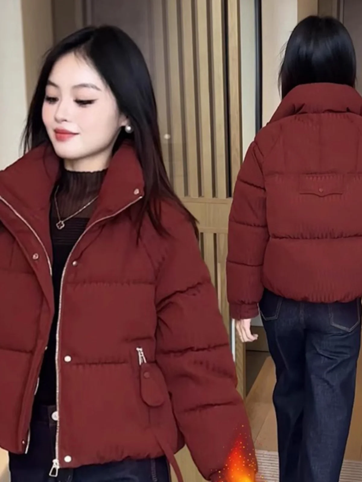 

Модная короткая пуховая куртка из хлопка для женщин: новая теплая свободная повседневная универсальная верхняя одежда в корейском стиле на молнии