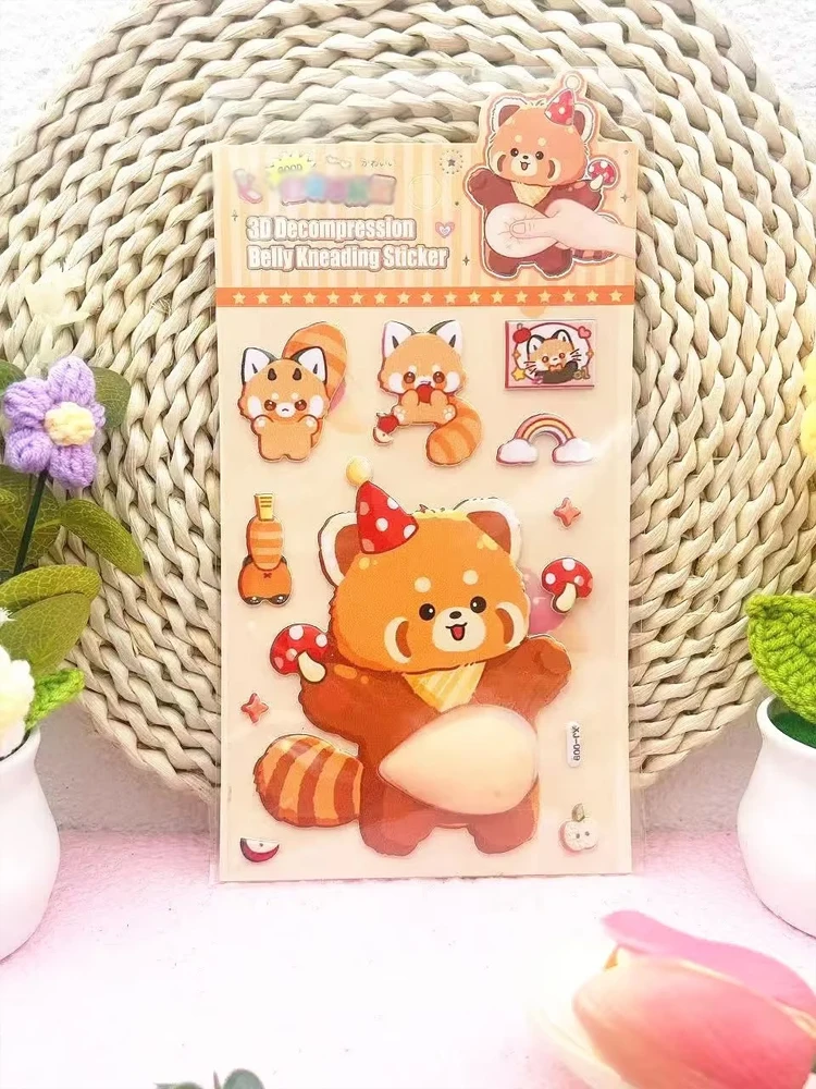 1PC Lovely Animal 3D Stereo Tummy Press Fun Stress Relief Sticker,Rabbit Panda for DIY Craft,Scrapbook,Phone Case Decor