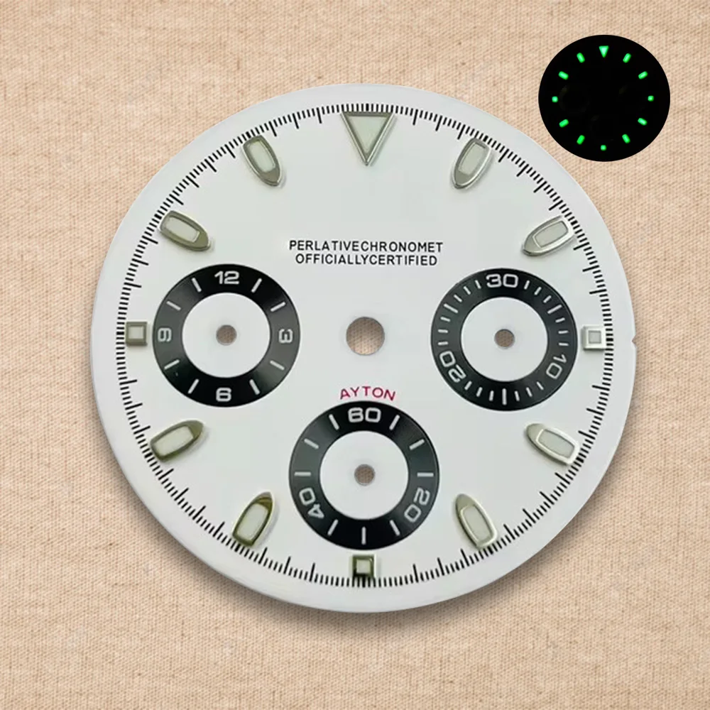 New S Logo Dial 29.5mm VK63 Dial DTN Panda Dial Suitable For VK63 Movement Green Luminous Watch Modification Accessories Tools - view 4