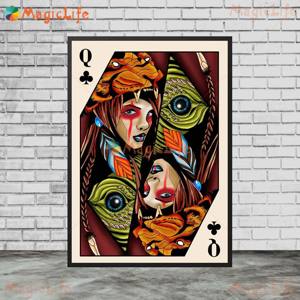 

King Queen Poker Vintage Playing Cards Nordic Poster Wall Art Canvas Painting Wall Pictures For Living Room Home Decor Unframed