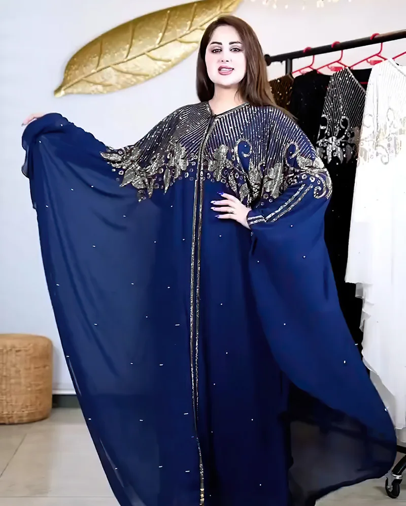 

Eid Djellaba Hooded Abayas for Women Diamonds Luxury Dubai Kimono Kaftan African Dresses Ankara Dashiki Evening Gown Caftan Robe