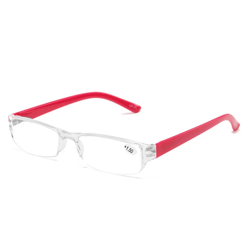 Ultralight Transparent Silver Resin Lens Plastic Colorful Red Leg Mirror Eyewear Reading Glasses Men Women Presbyopic Glasses