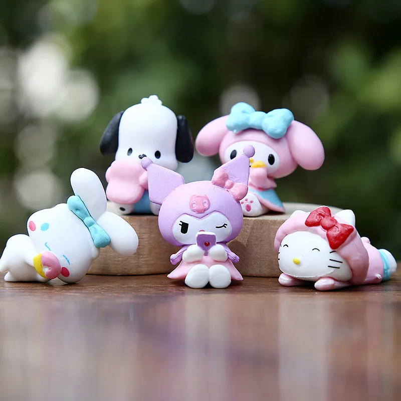 5 pz Kawaii Sanrio Anime Figura Melody Cinnamoroll Pachacco Kuromi Doll Action Figures Torta Decorare Giocattoli Regali per I Bambini