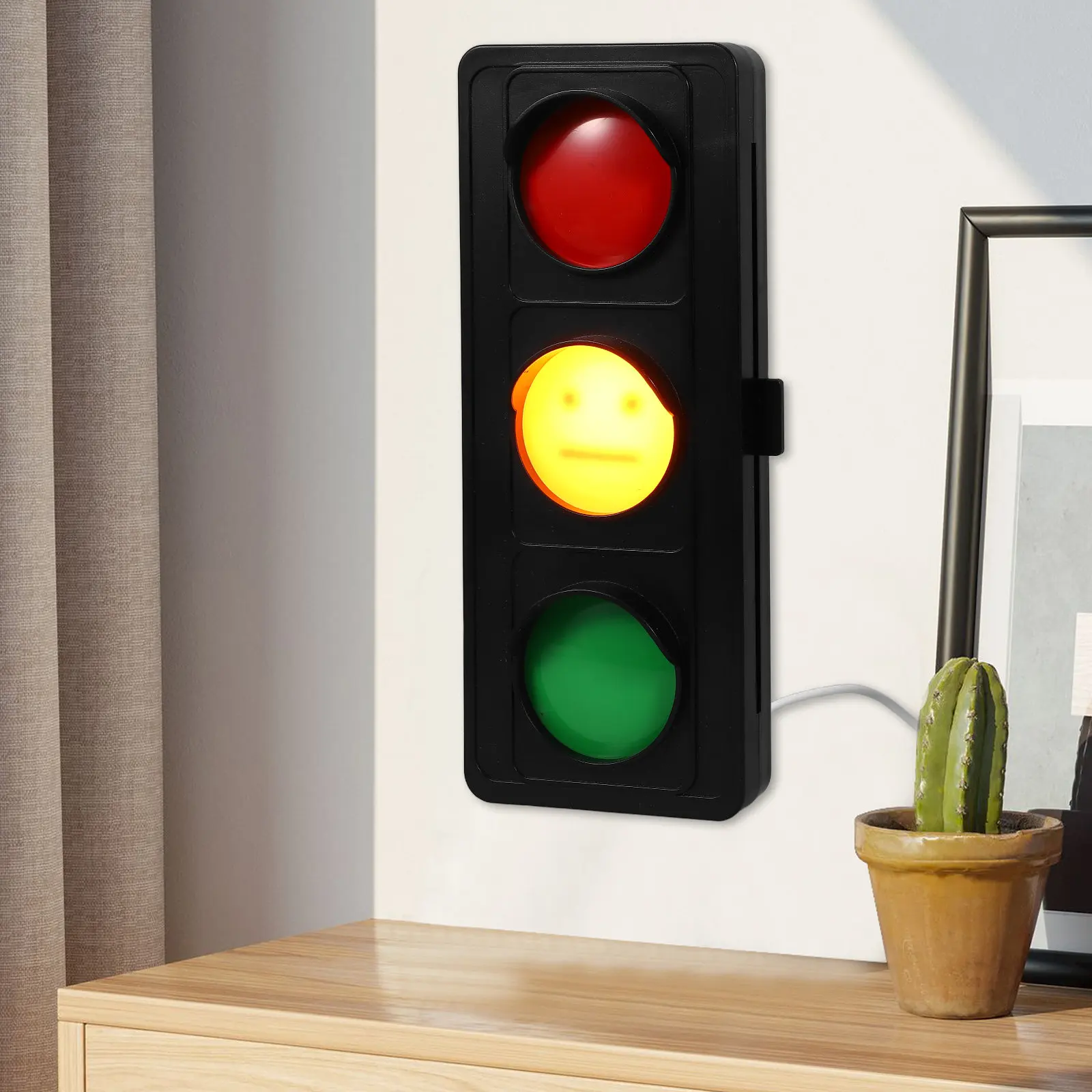 

Desk Traffic Signal Light LED Indicator Lamp with Red Yellow Green Colors Minimalist Workspace Status Light for Office Meeting