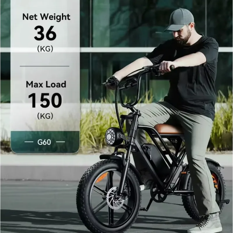 

Ready Stock Electric Bike 1000w 20inch Fat Tire E-bike Urban Electric Bicycle 30-50 km/h Adult FatbIke