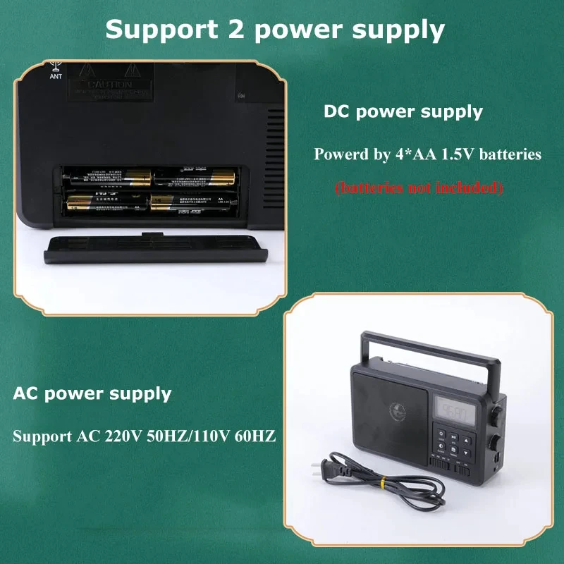 راديو محمول متعدد الوظائف لاسلكي كامل النطاق بلوتوث ، راديو FM محمول باليد مع مكبر صوت مدمج ، بطارية قابلة للفصل