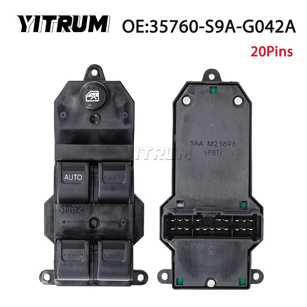 

YITRUM 35760-S9A-G042A 35760-S9A-G042 Power Window Regulator Master Switch For Honda CRV CR-V 2002-2006 Civic 2001-2005