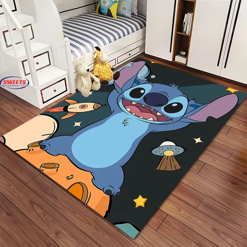 Unique Disney Stitch Cartoon Carpet 3D HD Printing for Living Room Children‘s Bedroom Mat Sofa Doormat Floor Anti-slip Decor Rug