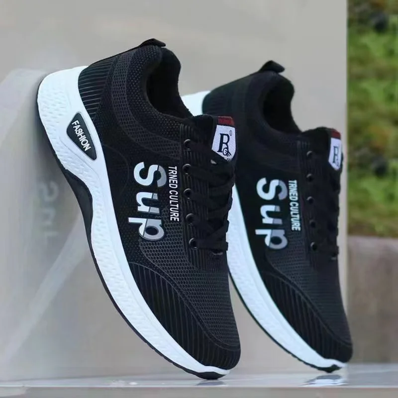 Male sneakers Men\'s breathable mesh lightweight casual sports shoes summer soft sole outdoor running shoes youth walking shoes