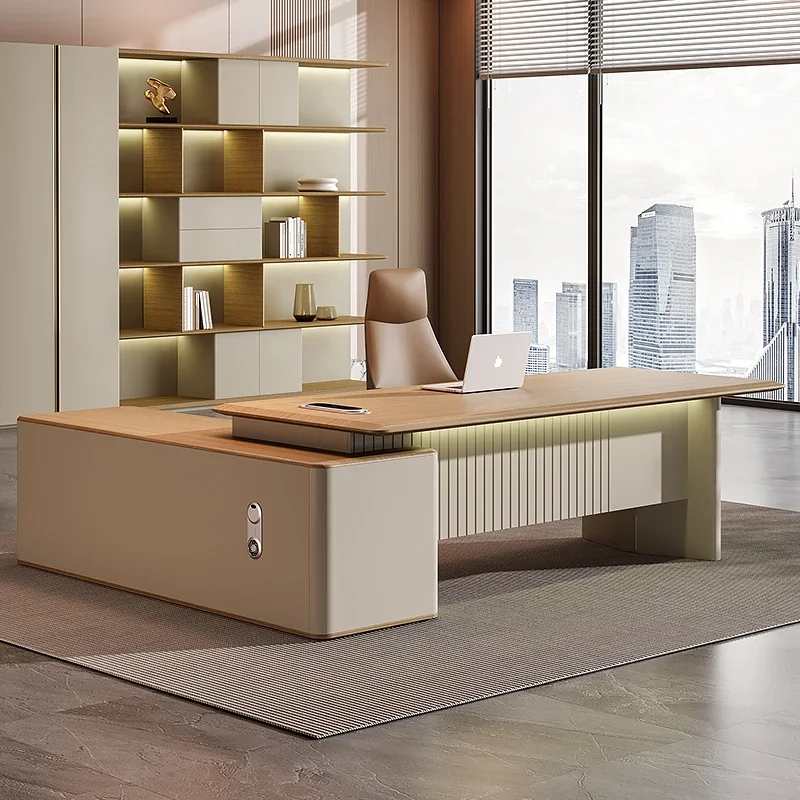 Luxury Computer Office Desks With Drawers Wooden Modern Storage Corner Office Desks Manager Minimalist Furniture Scrivanie LLOD