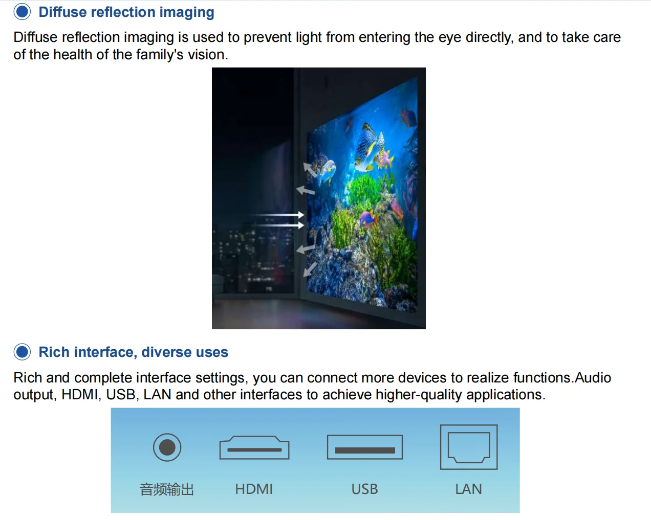 700lm การฉายภาพ 540P ใช้งานร่วมกับ with1080 0.23DMD pelevator projection สปอตไลท์ในร่มมอเตอร์โฟกัสเปิด Auto Play