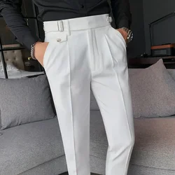 Męskie spodnie garniturowe 2024 New British Style Business Casual Solid Slim Fit Straight Dress Pants for Men Formal Trousers Odzież męska