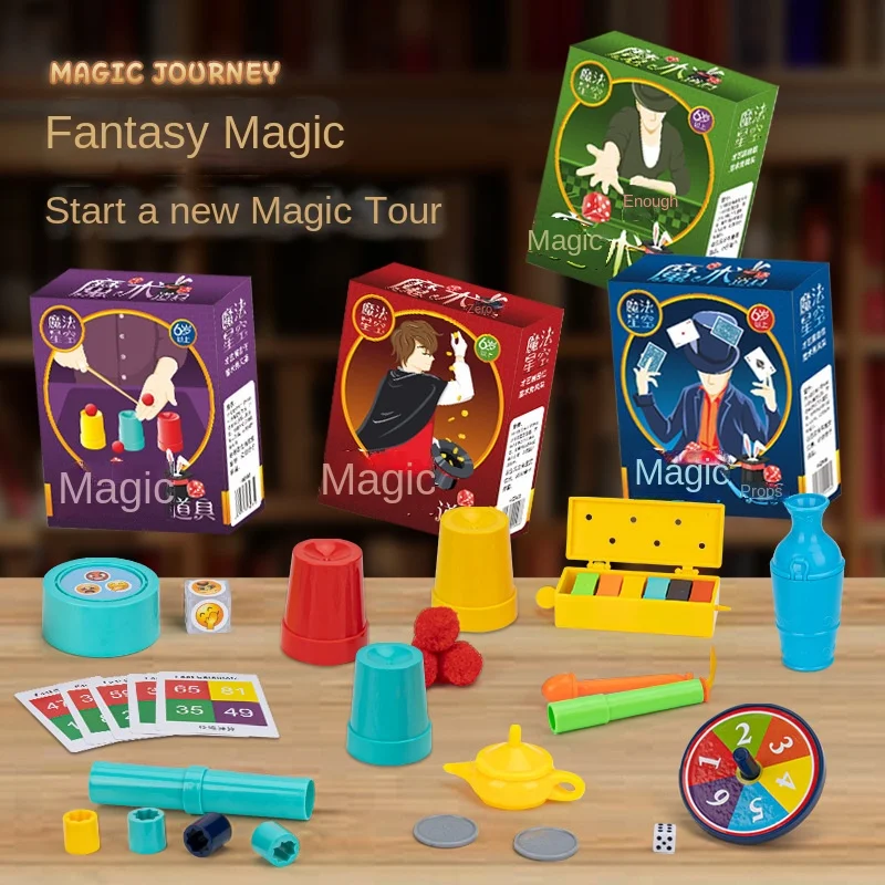 Magic Props Beginners Magic Tricks Kit Set Puzzle Simple for Child Exciting Magician Tricks Performance Show Boys Birthday Gifts