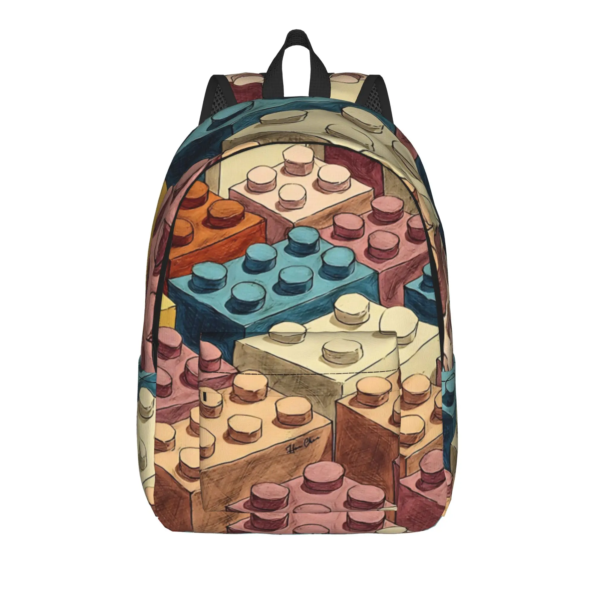 Toy Blocks Landscape  Backpack  Pretty Backpacks Male Hiking Pattern School Bags Designer Rucksack