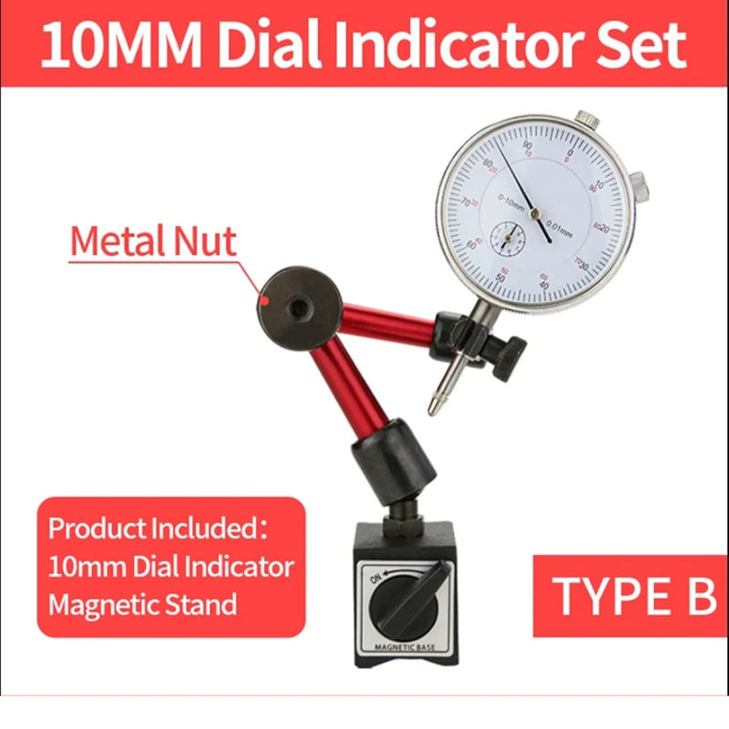 10Mm Dial Indicator Magnetic Holder Dial Gauge Stand Base Micrometer Measuring Tool Indicator Measurement Tools