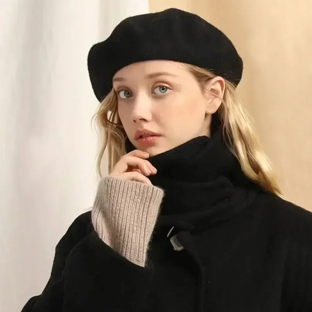 Mode Warme Winter Wolle Berets Hut Retro Elegante Französisch Künstler Hut Alle Abgestimmt Einfarbig Filz Berets Frauen Mädchen