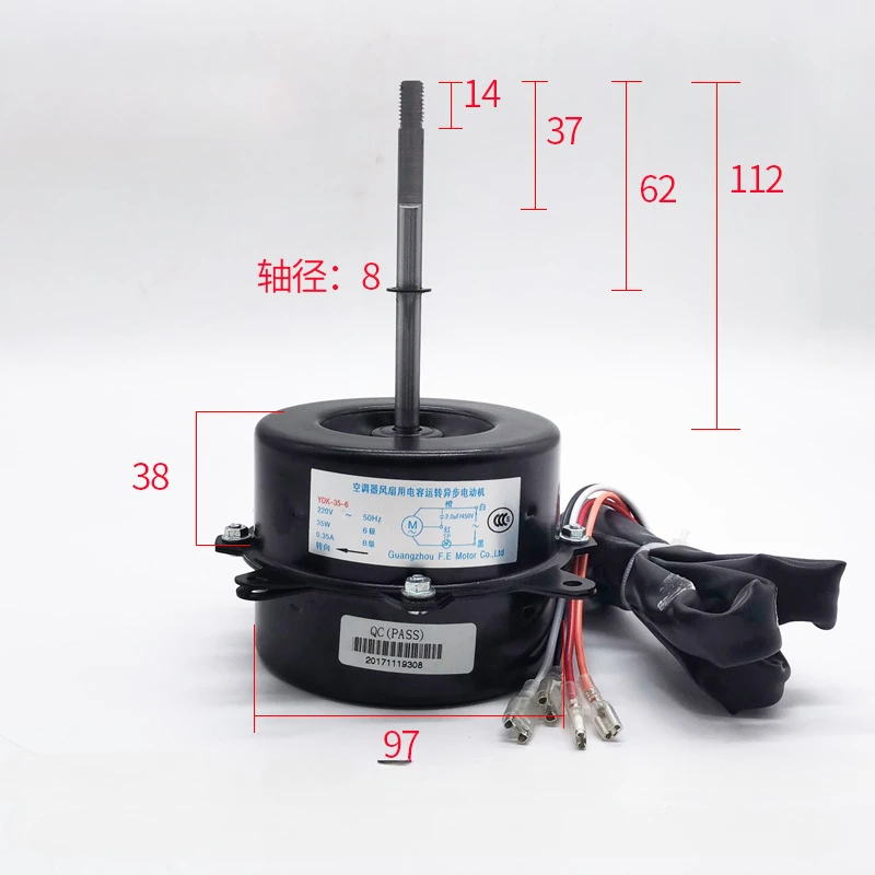 YDK-35-6 jednostka zewnętrzna klimatyzacji Zhigao YDK-35-6 silnika do przodu 35W zewnętrzny silnik wentylatora zewnętrzny wentylator miedziany