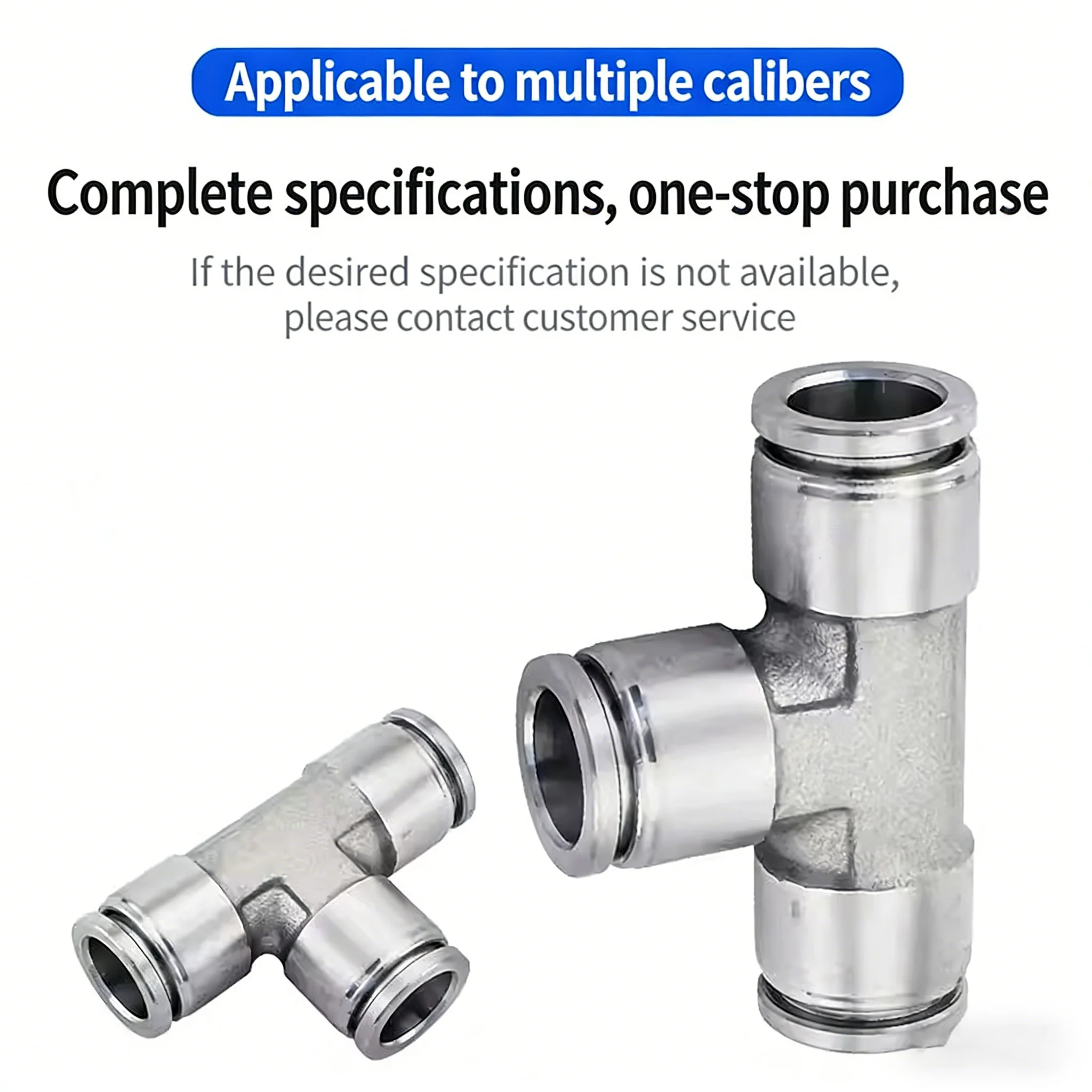 10Pcs 304 Stainless Steel Air Pipe Quick Connector Pneumatic Tee Quick Plug PEG Variable Diameter PE4/6/8/10/12/16 Mm