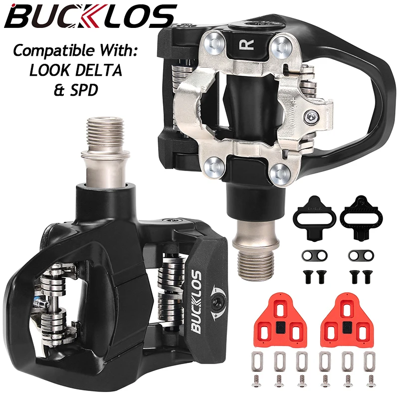 BUCKLOS Bicycle Lock Pedal for Look Delta System Durable Bike Self-locking Pedal for SPD System Dual Mixed Clipless Pedals