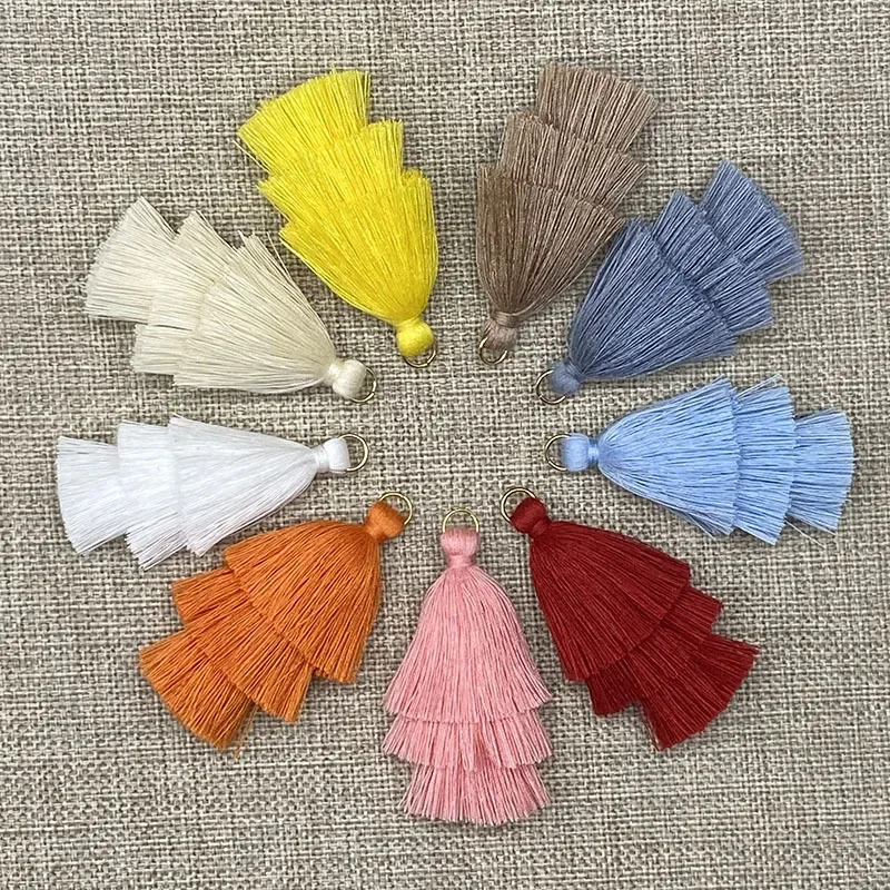 5/10pcs Three layers Tassel Fringe Pendant DIY Party Hanging Ring Cords Tassel Trim Garments Curtains Jewelry Decor Tassels Lace