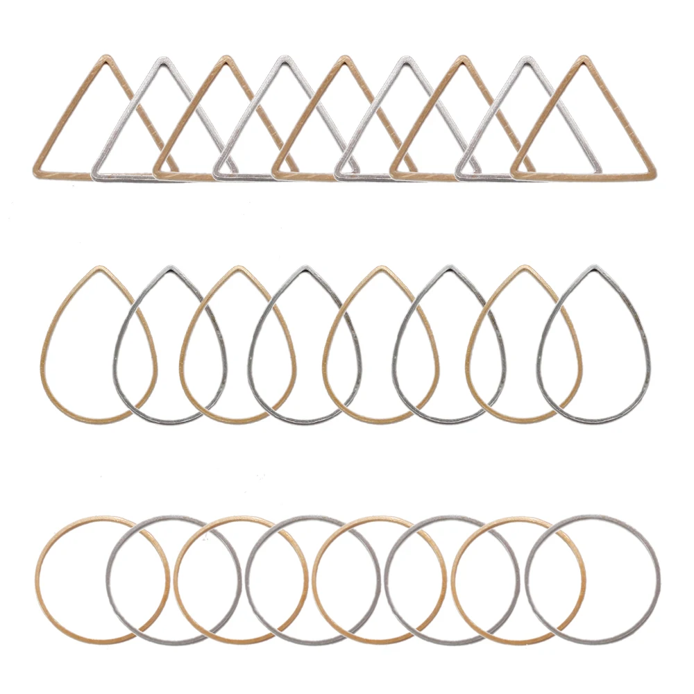 60pcs Mixed Brass Earring Hoop Jewelry Making Finding Hoop Triangle Circle Waterdrops Connectors for DIY Earring Making Supplies