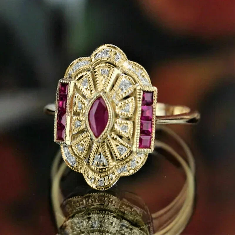 Huitan Aesthetic Creative Rings for Women Noble Opulent Engagement Finger Accessories Exquisite Graceful Wedding Band Jewelry