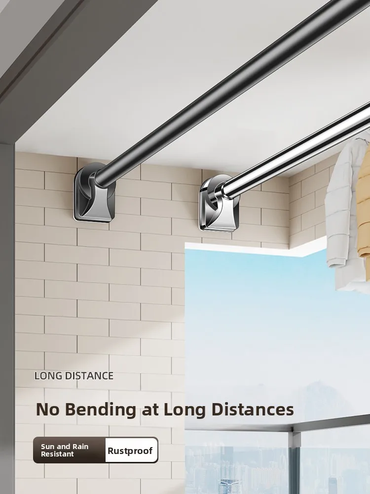 Retractable Clothes Drying Rack Balcony Home Use Single Retractable Support Rod Clothes Hanging Rod Bathroom Curtain Rod