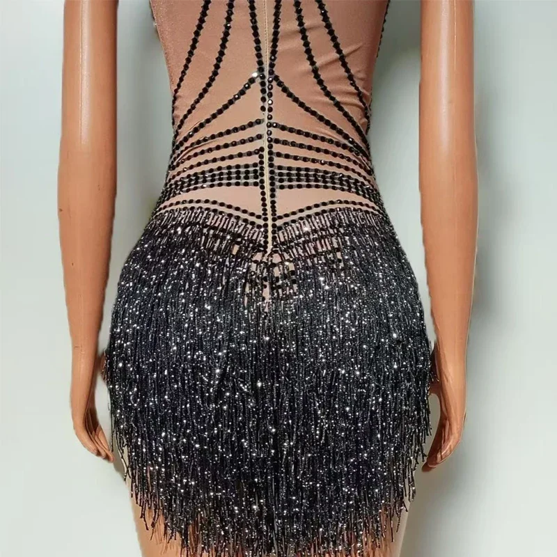 Czarne dżetów Bodsyuit taniec impreza z okazji Halloween taniec na rurze odzież kobiety Dj Ds Bar Gogo kostium Drag Queen strój