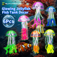 Silicone Decorative Jellyfish Artificial Glowing Jellyfish Fish Tank Decor Luminous Aquarium Underwater Decor Ocean Theme Decor