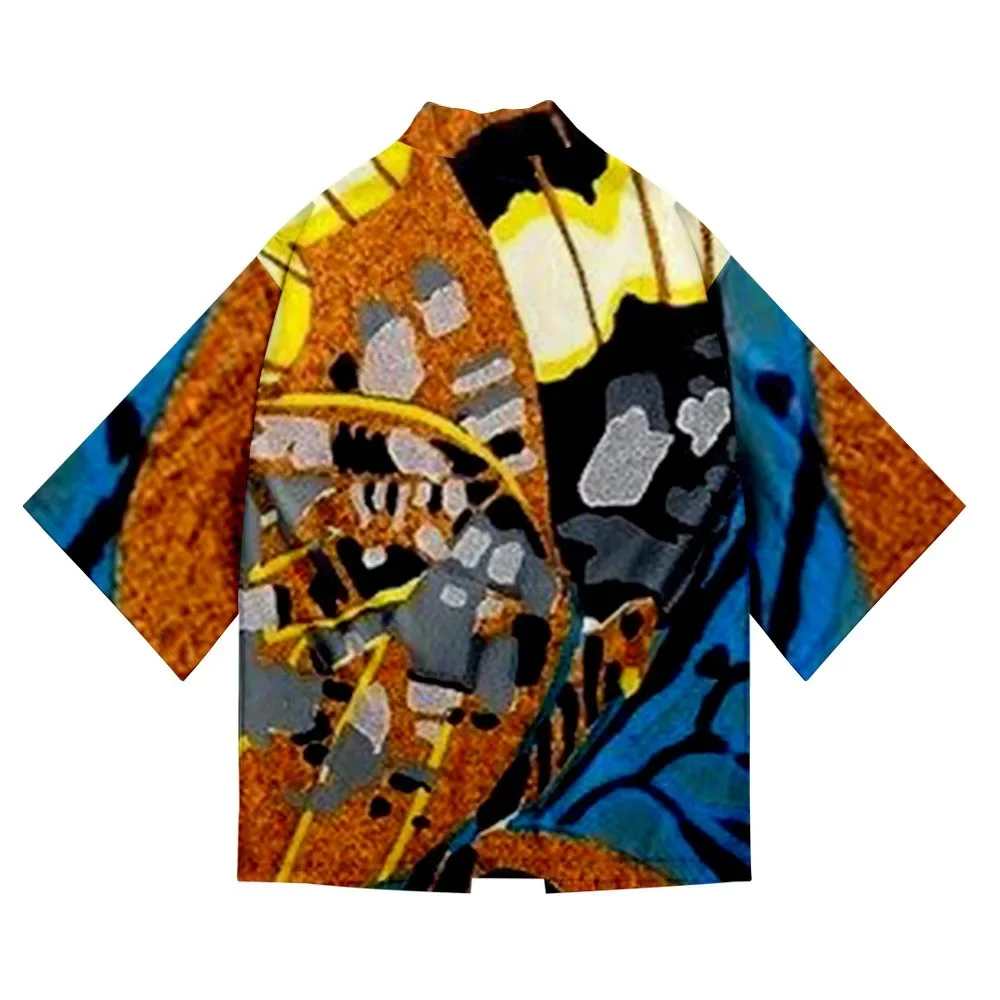 

Летнее кимоно с принтом бабочек, гавайская рубашка унисекс, Ретро Халат, свободное кимоно, пляжные топы, юката, Модная японская одежда, хаори