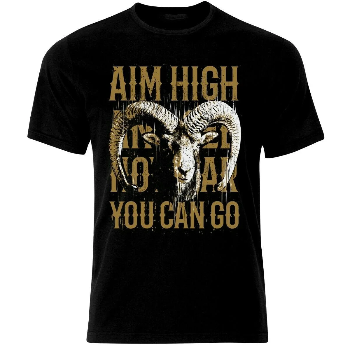 Aim High. Wild Nature Animals Goat T Shirt. Short Sleeve 100% Cotton Casual T-shirts Loose Top Size S-3XL