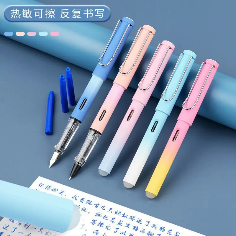 20PCS  Hot Erasable Universal Pen for Students 0.38 Practice Writing Dark Light Pointed Replaceable Ink Bag Ink Absorber