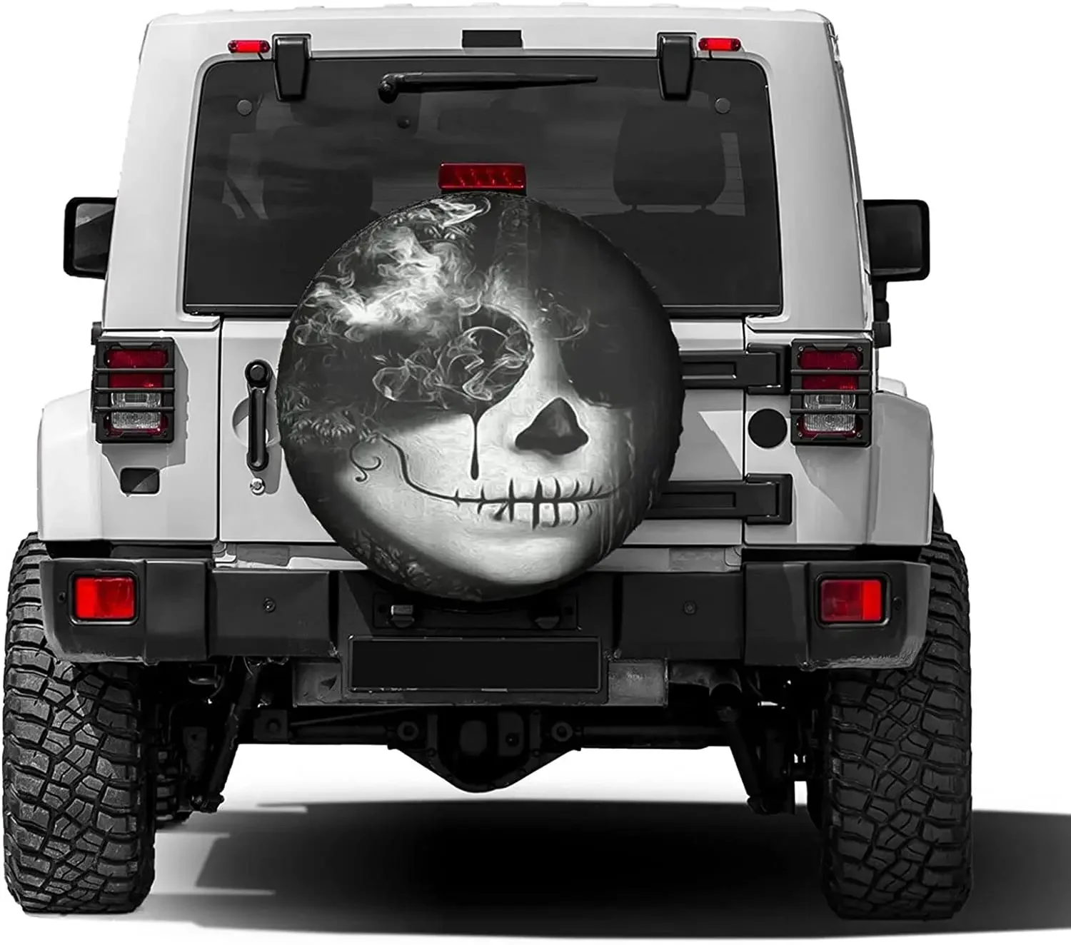 Sugar Skull Girl Spare Tire Cover Polyester  Sunscreen Waterproof Wheel Covers for Trailer Rv SUV Truck and Many Vehicles